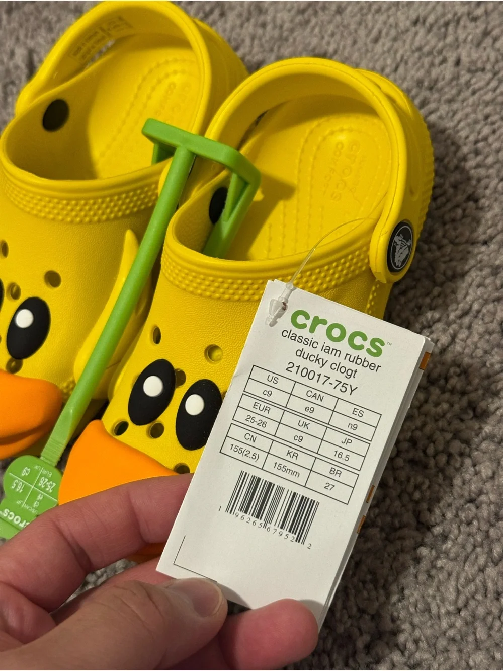 CROCS Kids Duck Clogs in Bright Yellow with Orange Beak